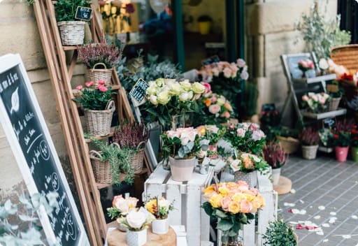 Flower display outside of a florists