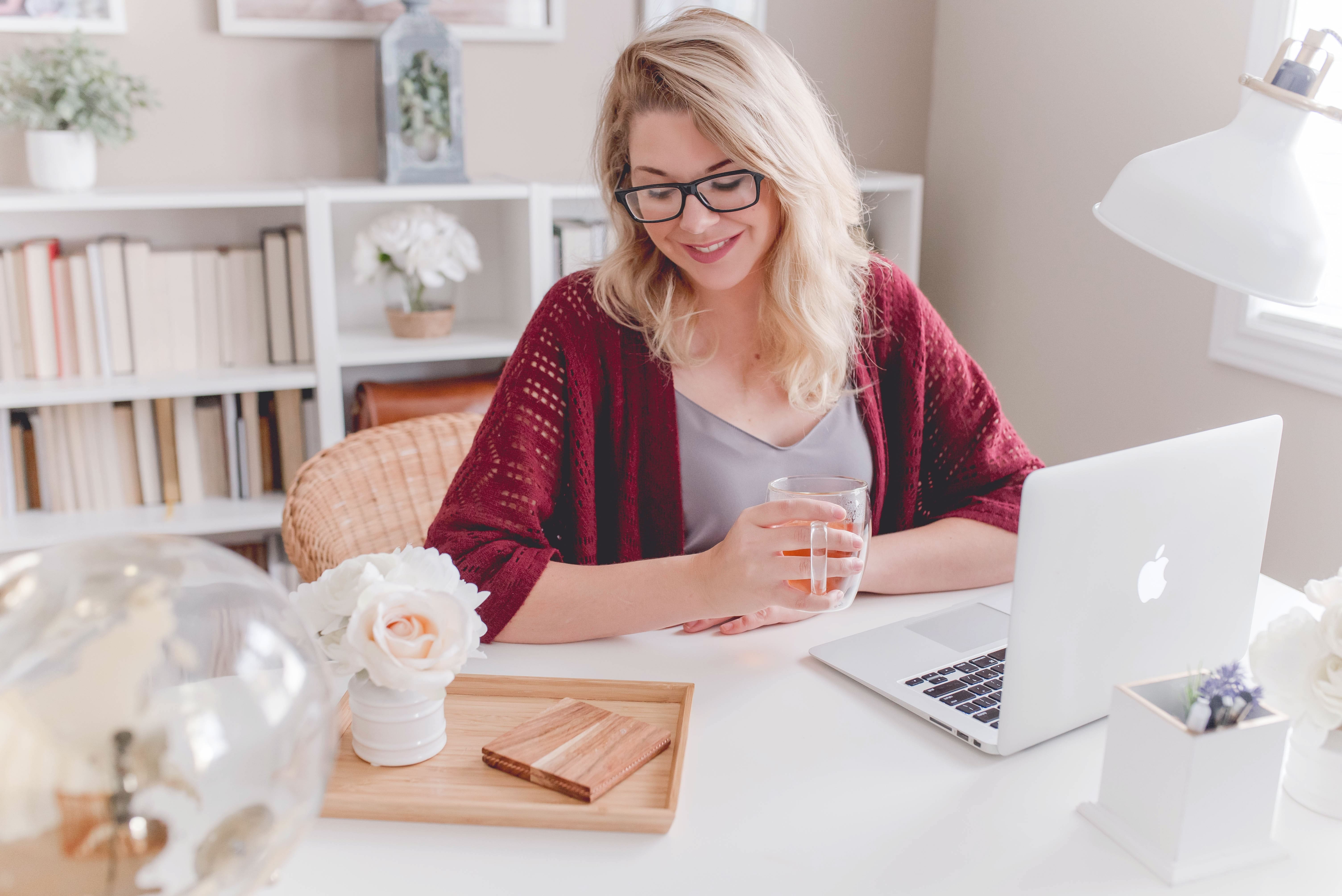 woman working on a laptop