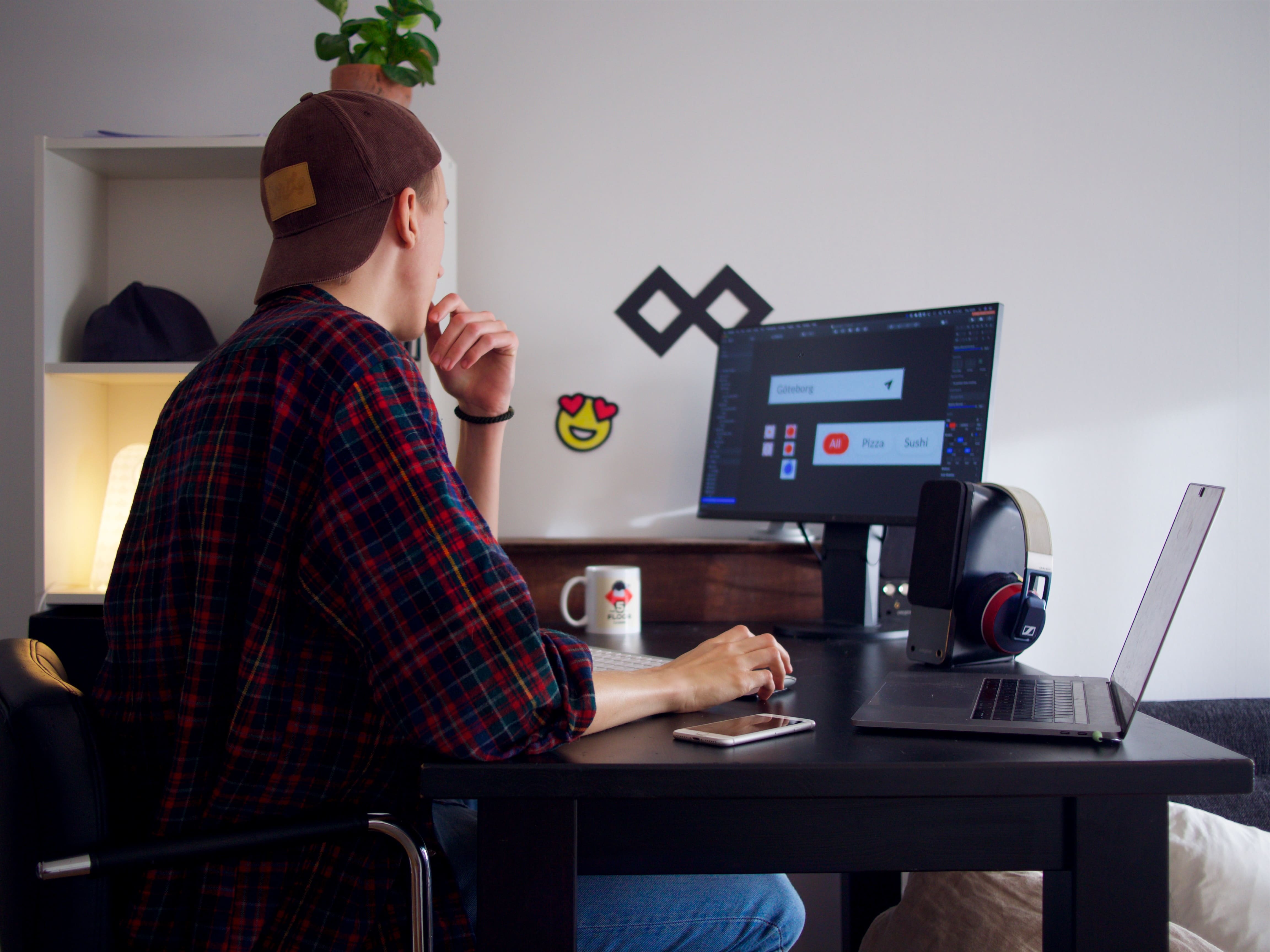 man working on a computer