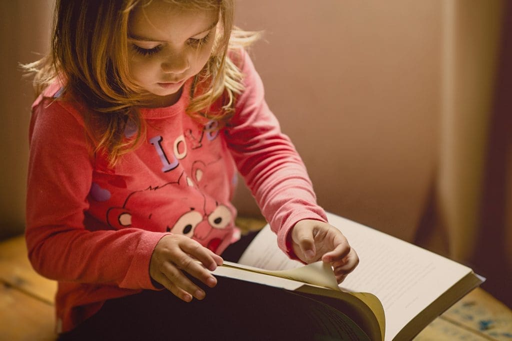 a child reading a book