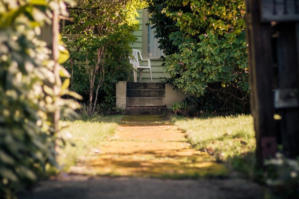 garden path leading up to house