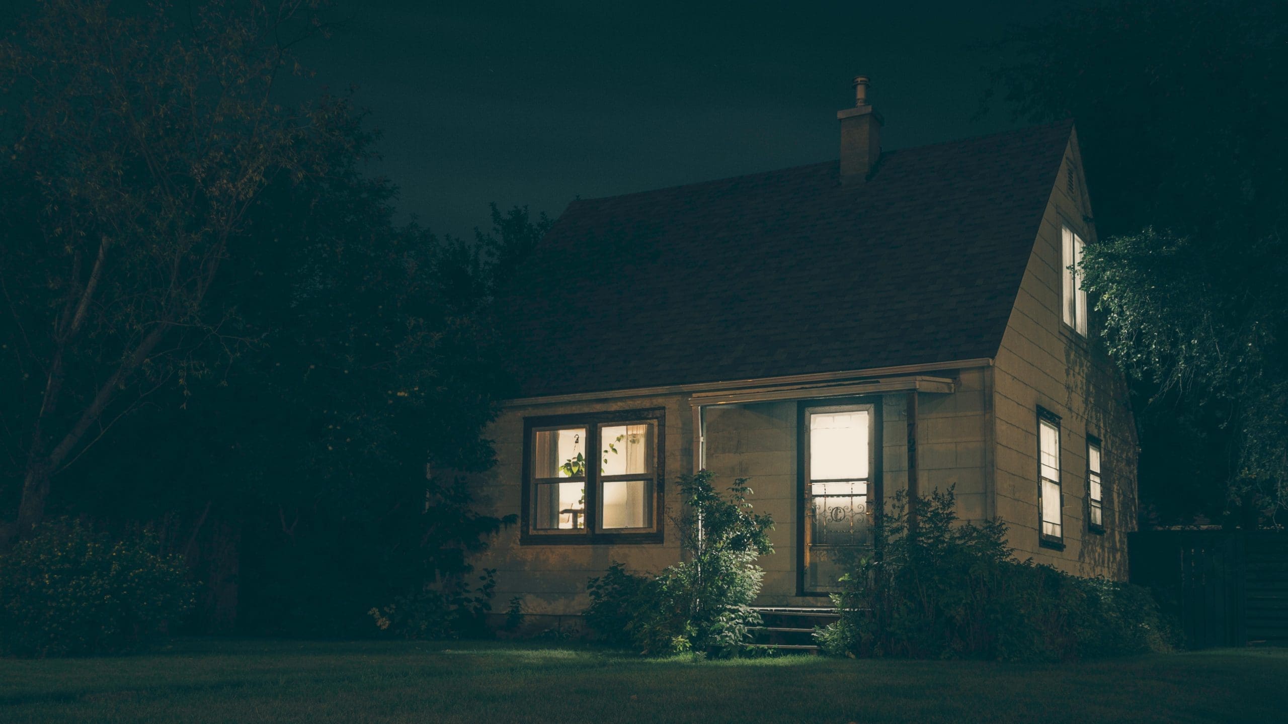 a house at night