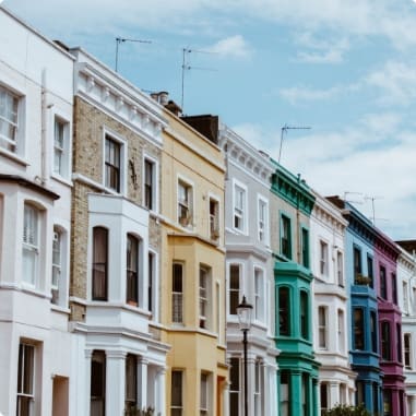 multi-coloured terraced houses