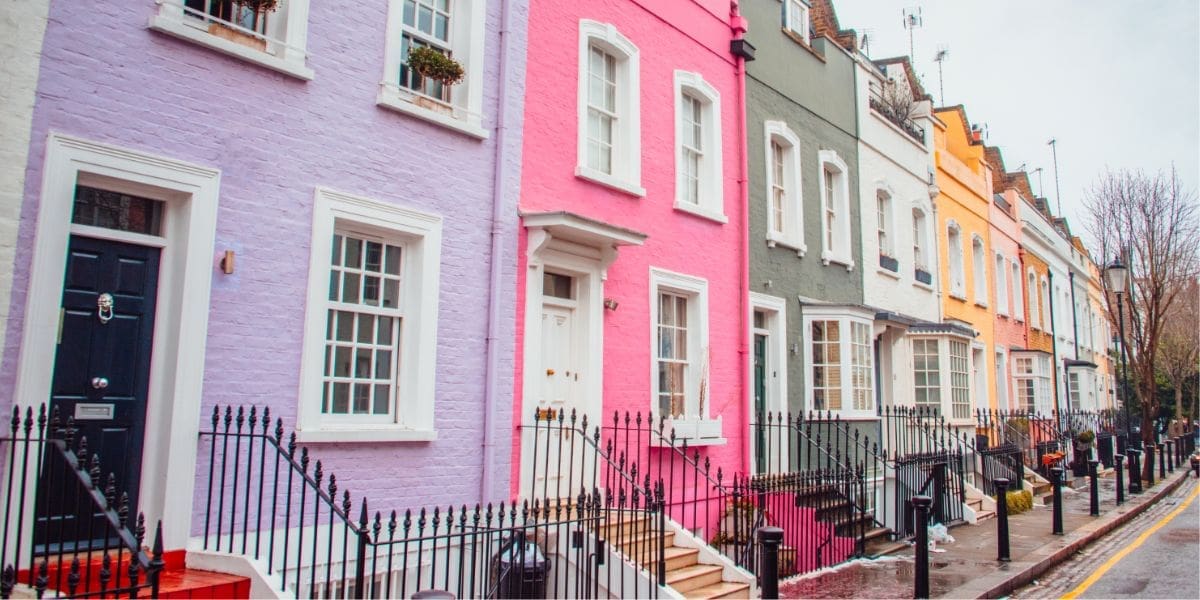 a row of colourful houses