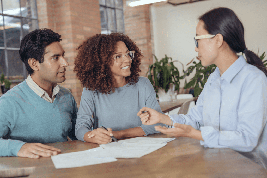 a couple discussing a contract