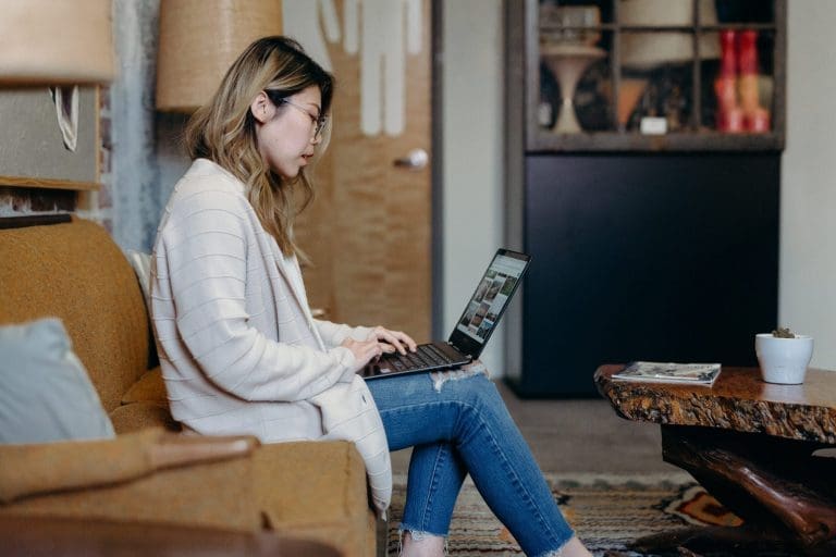 woman working on her laptop