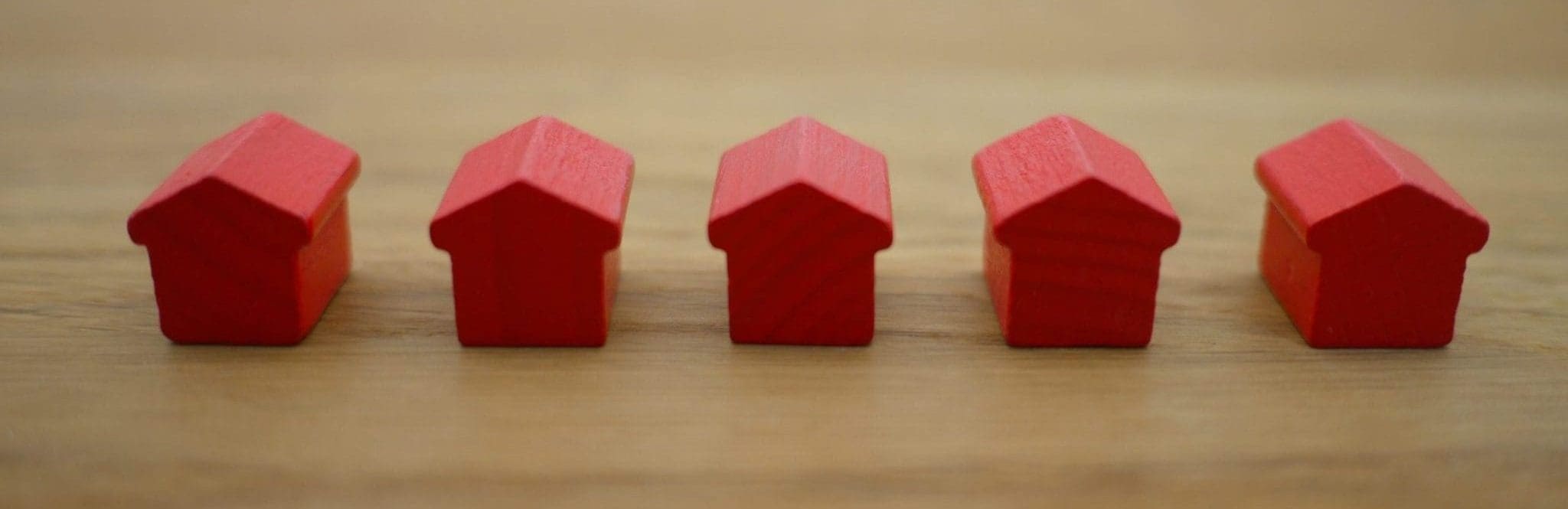 a row of small red wooden houses